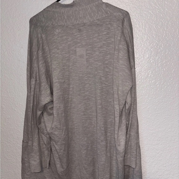 Eileen Fisher Linen Cotton High Collar Long Cardigan Silver Gray Sz L NWT $228 - Picture 3 of 5